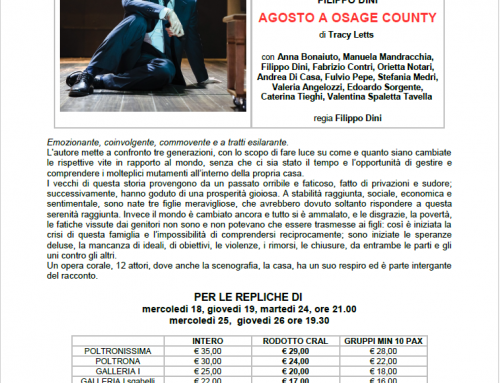 Teatro Ambra Jovinelli Il 18 ottobre debutterà il primo spettacolo in cartellone AGOSTO A OSAGE COUNTY