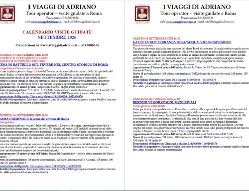 Calendario visite guidate e visite teatralizzate SETTEMBRE 2026