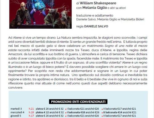 PROMO  SOGNO DI UNA NOTTE DI MEZZA ESTATE – al Teatro Quirino dal 3 all’8 novembre PROMOZIONE RISERVATA AI SOCI